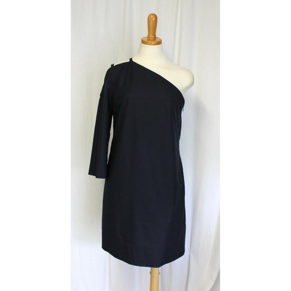 LEWIT ONE SHOULDER TUNIC DRESS COTTON NAVY NIGHT SIZE 4 NEW SM DEFECT $299